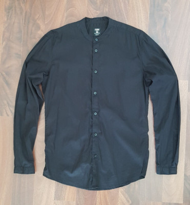 NEW High-Neck Collar Shirt New Yorker FSBN size M Black Slim Fit 100% Cotton