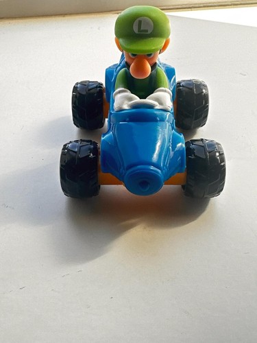 Mario Kart Luigi Pull-Back Racer Car Toy - Blue Off-Road Kart - Picture 3 of 4