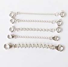 Sterling Silver Strong Curb Extender / Safety Chain 2 Clasps 1" to 4"