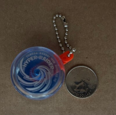 Yomega mini Yo-Yo Keychain Hyper Raider Blue Clear  1998 Bandai Hyper yo-yo