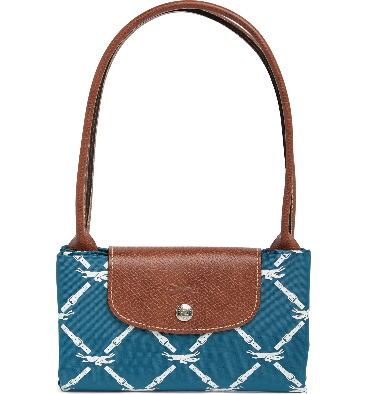 Borsa Longchamp Le Pliage Logo Stampa Cavallo Borsa Media Nylon ~ Nuova con scatola~ Pavone