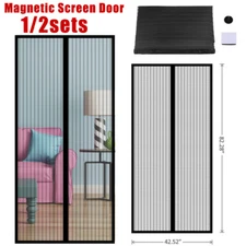 Magnetic Magic Screen Door Mesh Hand-Free Net Mosquito Fly Insect Curtain 82x42"