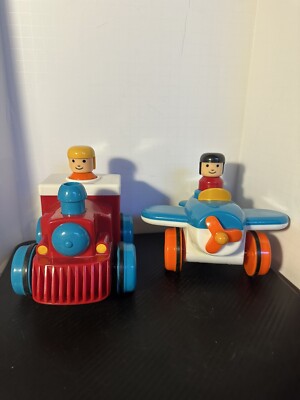 Battat Push and Go Plane + Train Combo Pull-back Cars for Kids 18 Months+