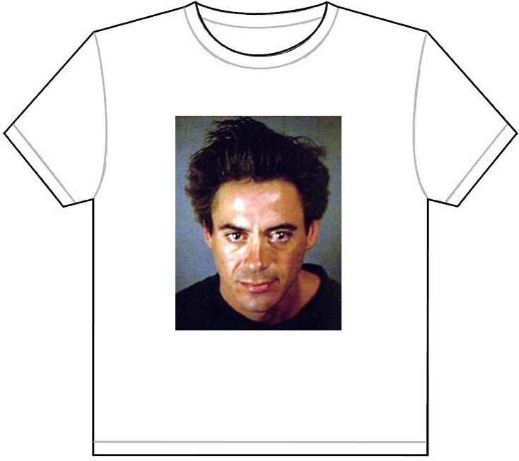 ROBERT DOWNEY JR MUG SHOT T-SHIRT TEE PICTURE PHOTO mugshot iron