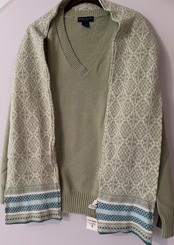 Karen Scott 2pc Sweater & Scarf women Sz 1X Cotton V-Neck L-Sleeve Pull-Over - Picture 3 of 8