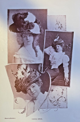 1898 Vintage Magazine Illustration Actress Virginia Earle