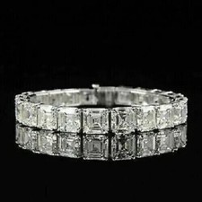 7 Ct Accher Cut Lab-Created Diamond Men's Tennis Bracelet 14K White Gold Plated