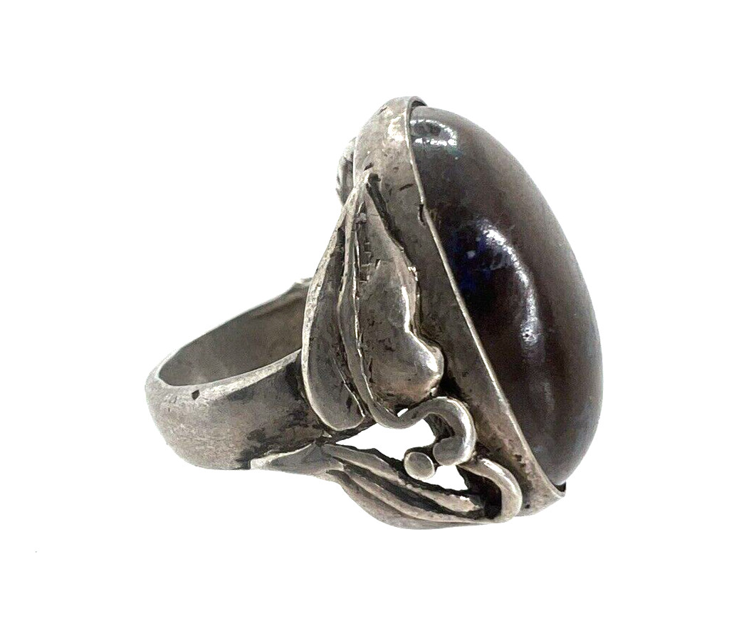 Vintage Solid Sterling Silver Fire Agate Cabochon… - image 5