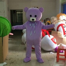 Halloween Purple Teddy Bear Mascot Costume Suit Party Cosplay Adult Outfit Dress
