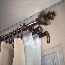 13/16" Dia Adjustable 66" to 120" Triple Curtain Rod in Cocoa with Thiago Finial