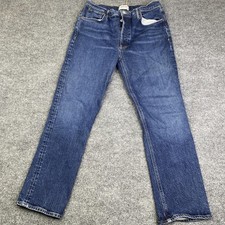 AGOLDE Jeans Womens 31 Blue Riley Long High Rise Straight Slim Stretch Denim