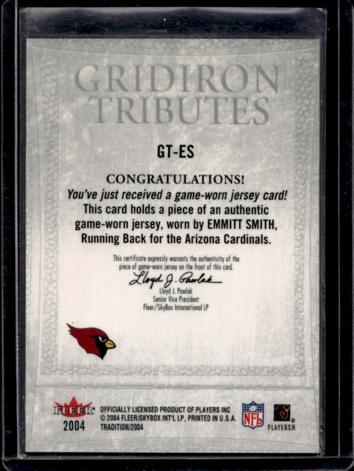 2004 Fleer Tradition Emmitt Smith Gridiron Tributes Game Used Jersey #GT-ES view 2
