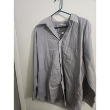 Pierre Cardin Mens Gray Long Sleeve Button Down Dress Shirt 16.5 34/35 Pocket