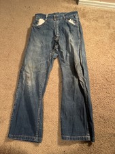 Vintage Distressed Boys Denim Jeans 25x24 Size 10 Wide Leg