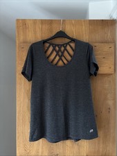 Women’s Marika Dark Grey Marl Yoga Sports Top Size Large Short  Cross Cross Back