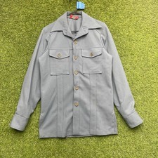 Vintage Dickies Work Shirt Mens 38 Long Blue Polyester Blend USA Long Sleeve 90s