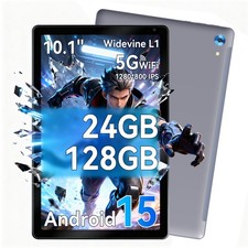 10.1 in Android 15 Tablet 24 128GB IPS Touchscreen Octa-core Processor Wi-Fi 6