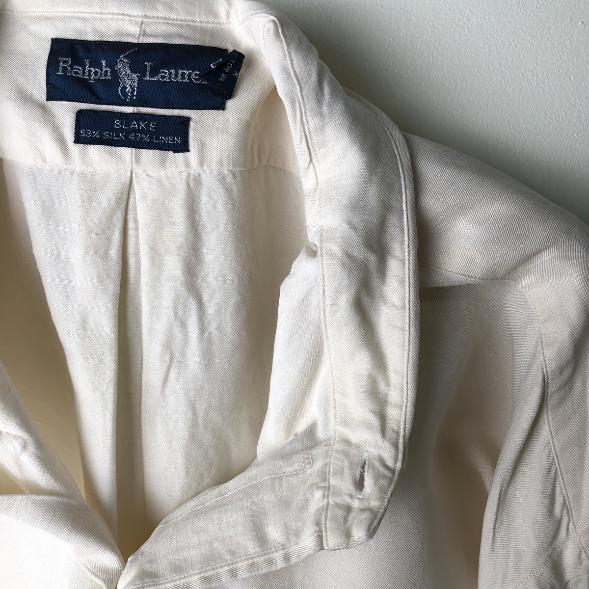 Used Ralph Lauren BLAKE long-sleeved linen button-down shirt men's size XXL thumbnail 11