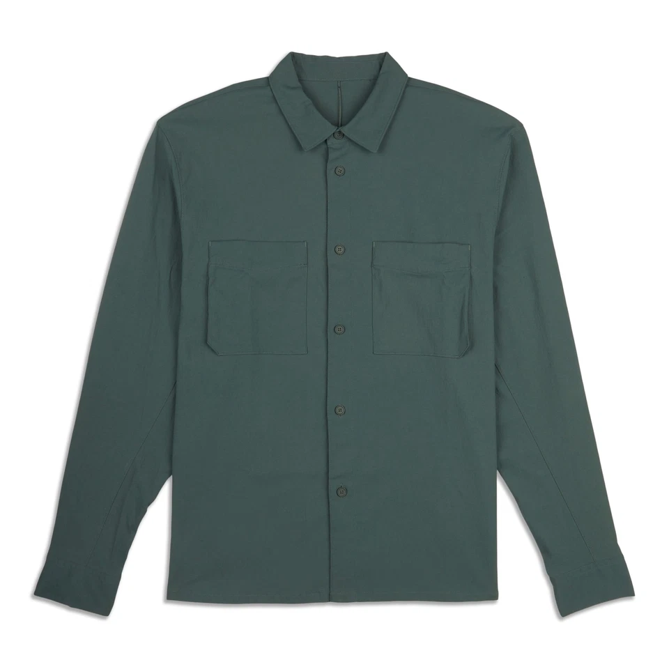 Camisa masculina casual lululemon com botões tamanho G oliva
