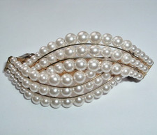 WEDDING WHITE PEARL SWIRL 3.5" HAIR BARRETTE NWT