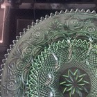 Vintage Indiana Glass Chantilly Tiara Green Saw Tooth Deviled Egg Platter 12" — photo 5