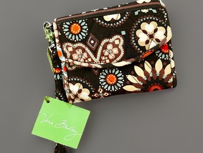 Vera Bradley Super Smart Wristlet Canyon - NWT Retired Print Brown 5'' Quilted