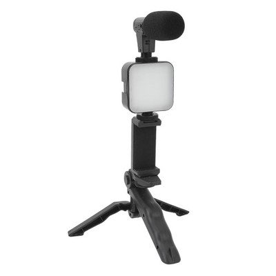 Smartphone-Video-Vlog-Kit Mit LED-Fülllicht Stativ Mikrofon Controller Q2Bu