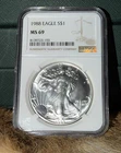 1988 $1 American Silver Eagle Certified NGC MS69 Slab (1 Oz Silver) Almost Gone