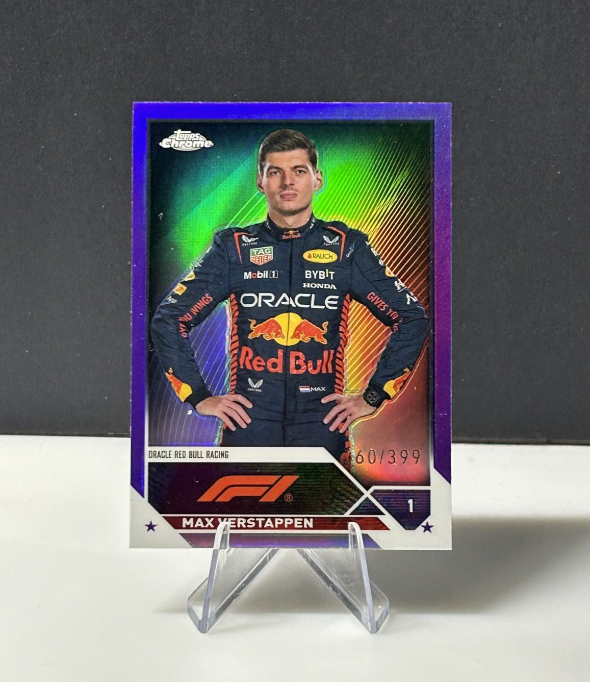 2023 Topps Chrome F1 Max Verstappen Purple Refractor /399 #1 Portrait Red Bull