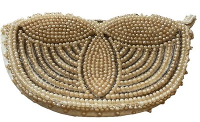 Vintage Seed Beaded Change Purse Evening Bag-Clutch-Made in Japan-Zipper Top