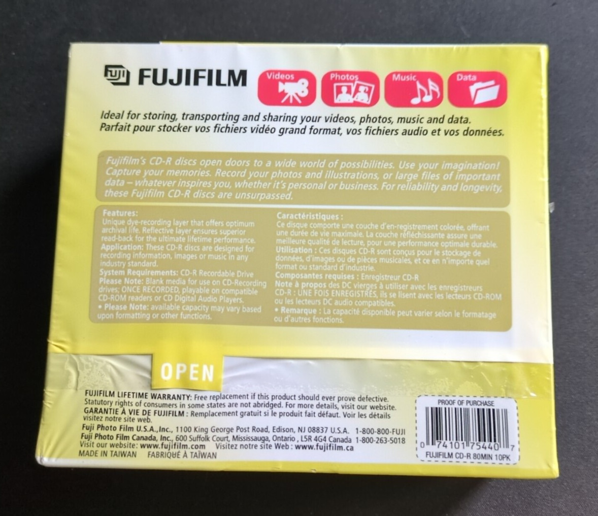 10 DISCS NEW Sealed - Fujifilm CD-R  Blank Recordable Compact Disk 80 Min  700mb