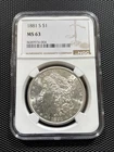 1881-S Morgan Silver Dollar NGC MS63 $1 BU UNC Frosty White Coin