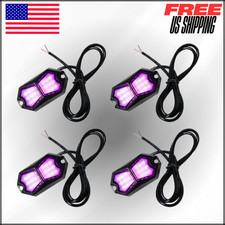 Led Rock Lights Purple Pink 4 Pods 210 Degree Wide Angle IP68 Aluminum Underglow