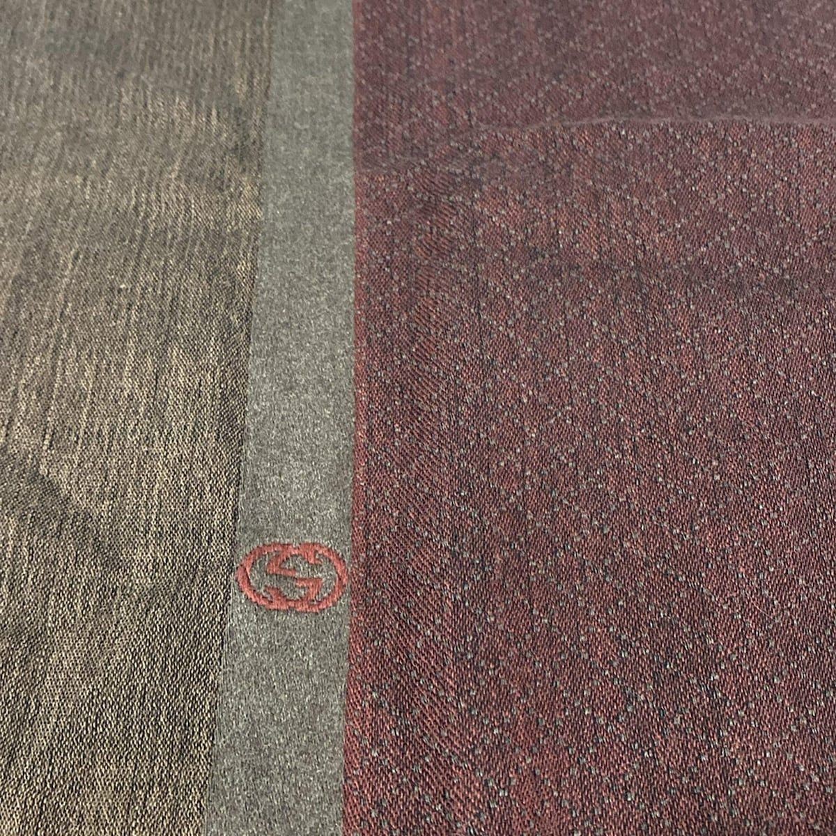 Auth GUCCI Interlocking G Scarf Stole Wool Silk Red Dark Brown from japan thumbnail 8