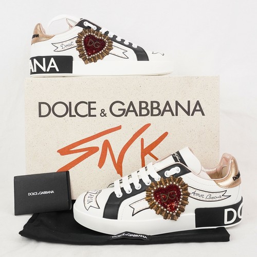 Dolce & Gabbana Portofino Embroidered Sneakers In White - Women's Size EU 38.5
