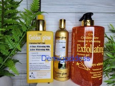 4 in 1 Set Golden Glow Body Milk 500ml Lotion  1000ml exfoliating shower Gel.