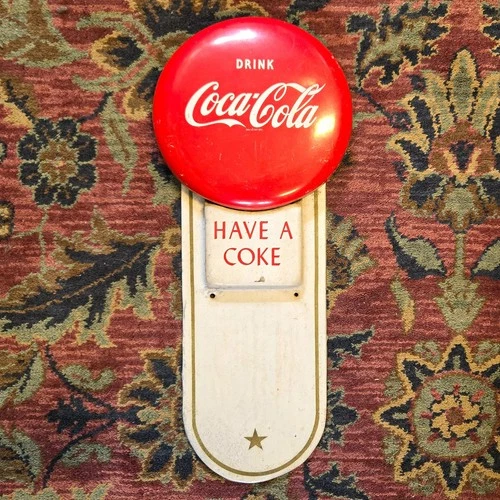 Vintage Coca Cola Button Calendar Holder Coke Sign