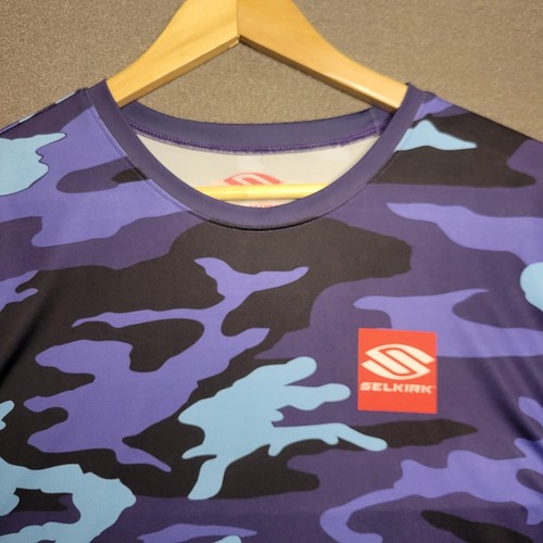 Selkirk Red Label Shirt Mens Medium Blue Camo Pickleball Stretch Performance Tee - Picture 5 of 13