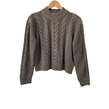 Pact womens Cable Knit Crew Sweater M cinder ...