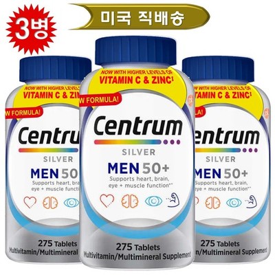 [ 3 ] Centrum Silver Men  50+ MultiVitamin  MultiMineral  275 Tabs x 3 bottles.