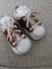 Vintage Leather Baby Shoes Brown  White