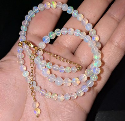 Ethiopian Fire Opal Bead bracelet: Handmade Jewelry