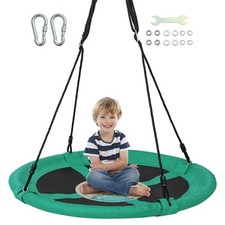 40" Saucer Tree Swing Adjustable Hanging Ropes Outdoor Playground Backyard Green