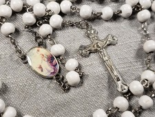 Beautiful Rosary Baptism Baby White Beads Religious Christian Gift C45