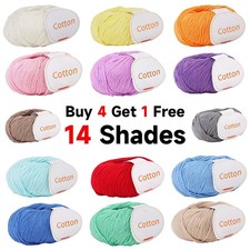 100% Cotton 50g DK Ball Double Knitting Baby Wool Washabled Crochet-14 Shades UK