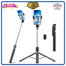 67' Selfie Stick Tripod with Wireless Remote Extendable Phone Stand Silver Black