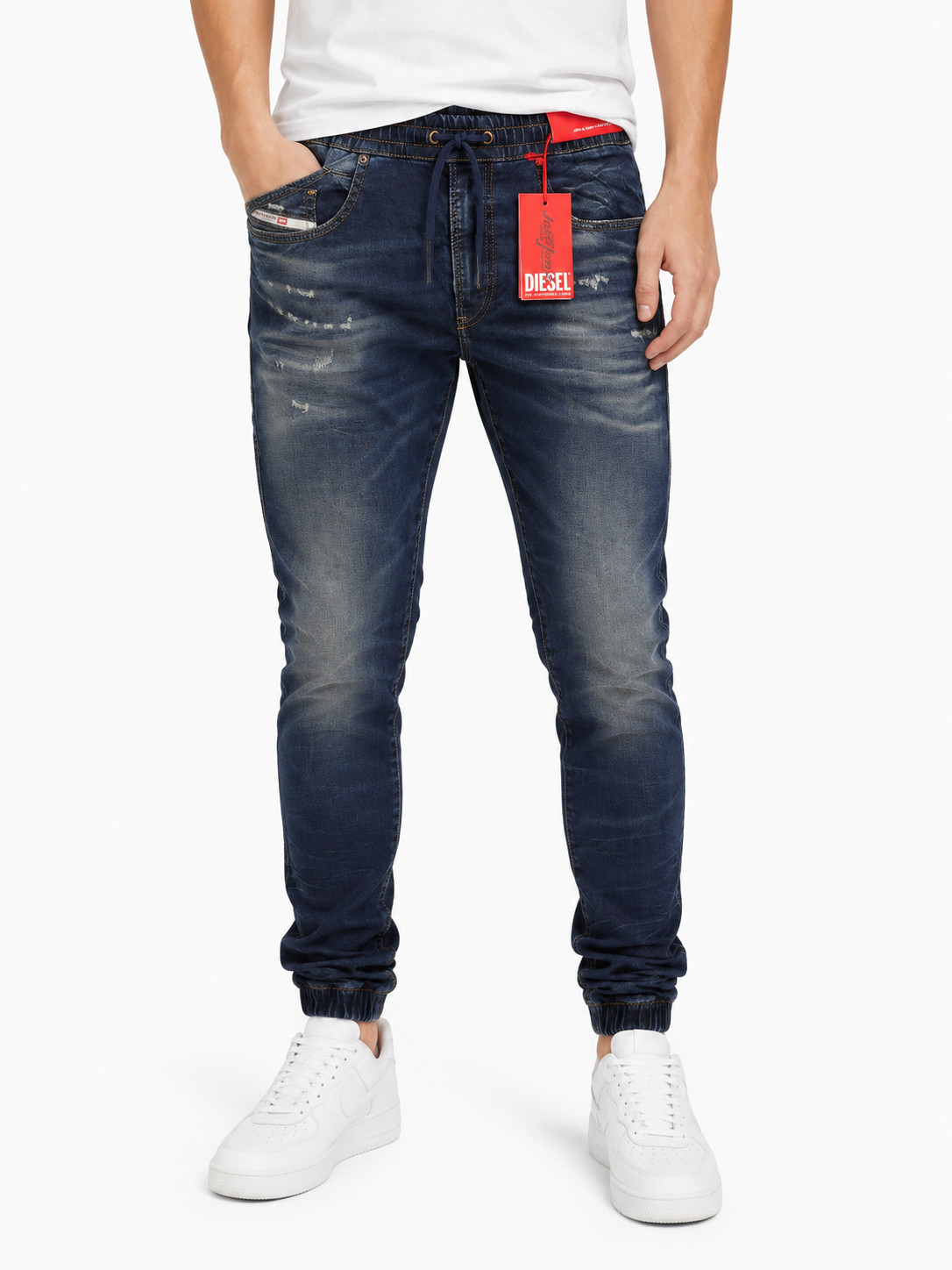 DIESEL 2060 D-Strukt Jogg 068JD Men Jeans W36 Blue Faded Distress RRP295