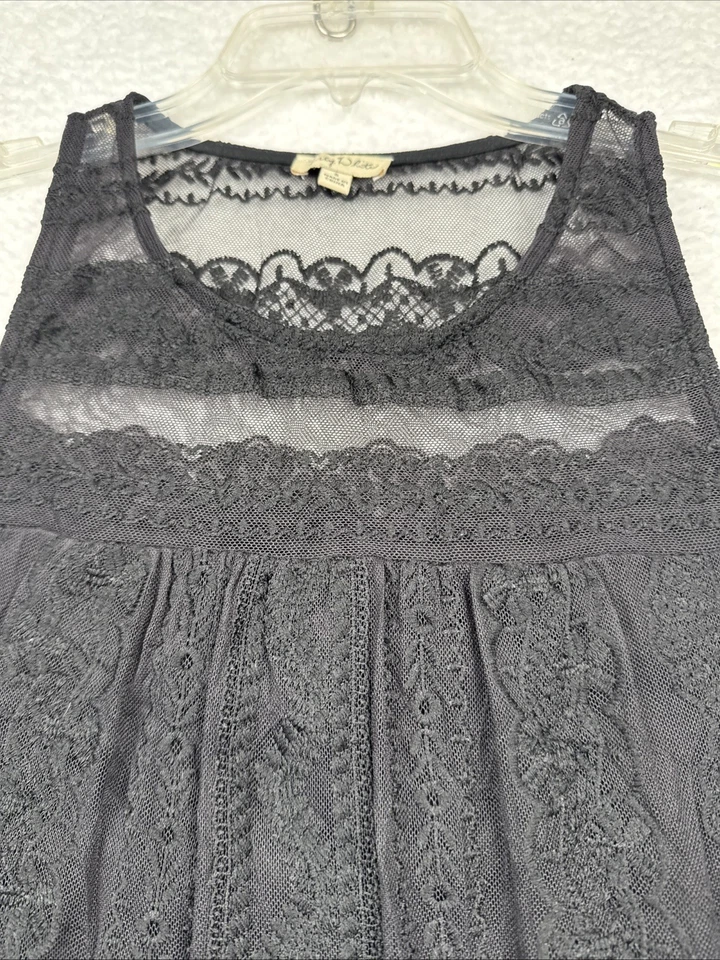 Top de encaje floral negro vintage para mujer caprichoso oscuro romántico bruja pequeño Foto 3 de 4