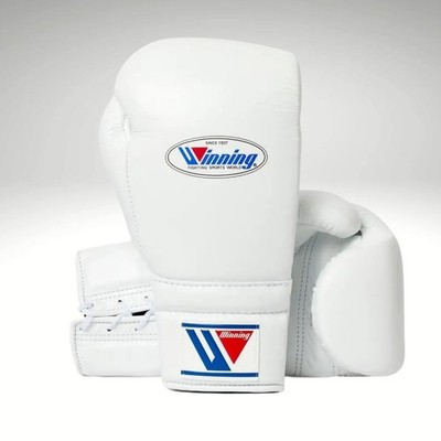 White Winning Boxing Gloves – 8oz to 16oz Lace-Up Training