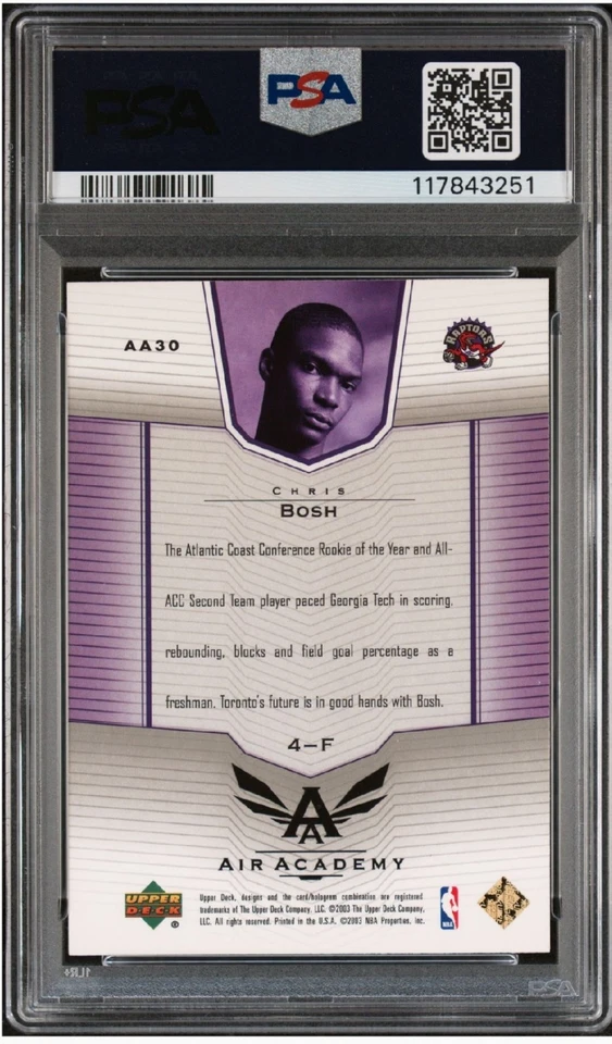 2003 Upper Deck #AA30 Chris Bosh Air Academy PSA 10 Rookie - Image 2 of 2